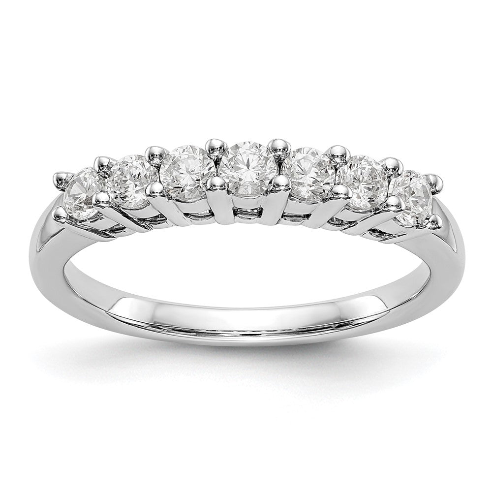 14K White Gold 7-Stone Shared Prong 1/2 carat Complete Round Diamond Band