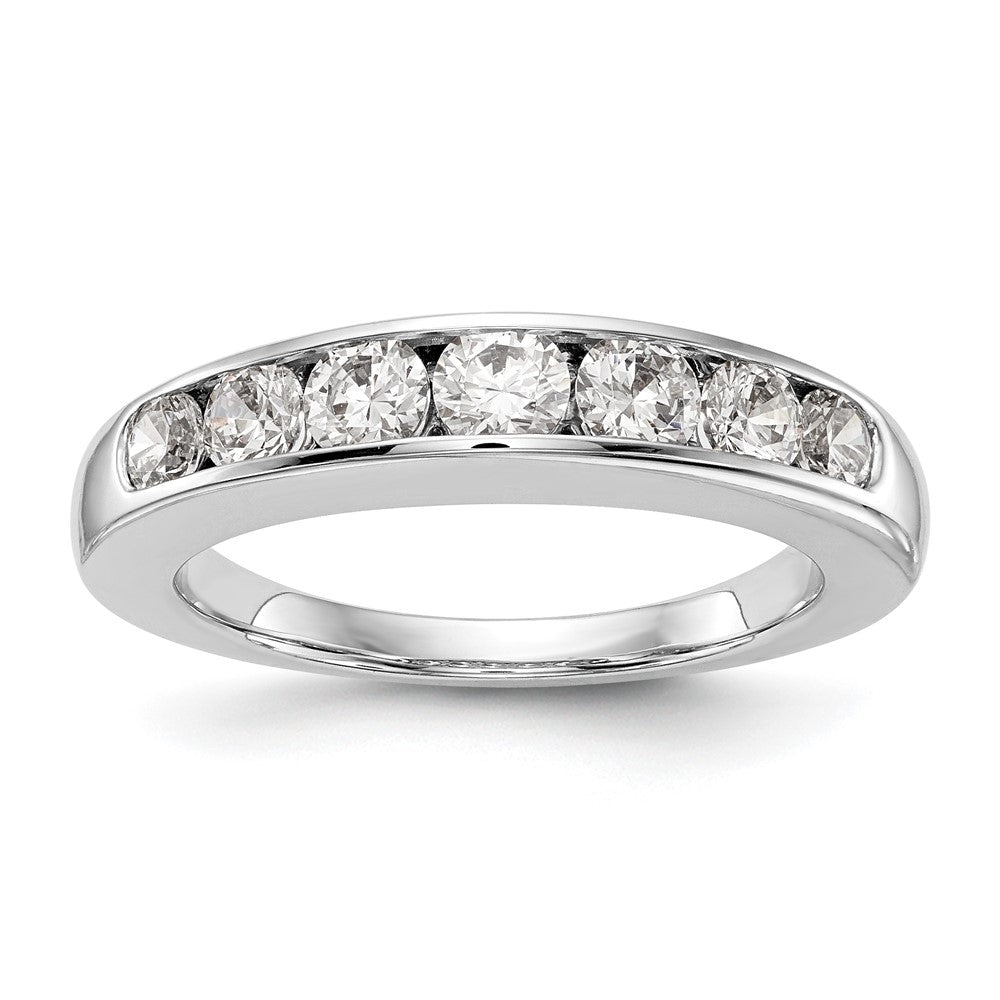 14K White Gold 7-Stone 1 carat Graduated Round Diamond Complete Channel Band