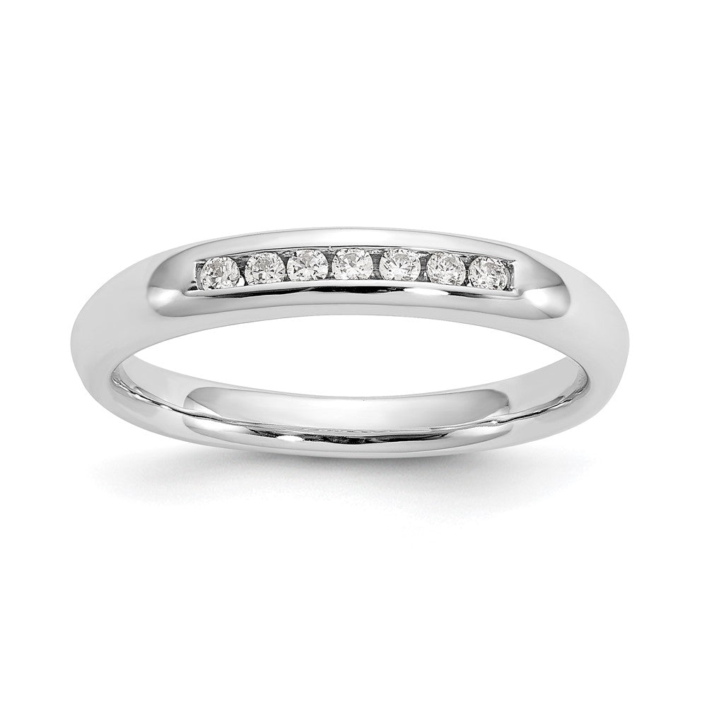 14K White Gold 7-Stone 1/10 carat Round Diamond Complete Channel Band
