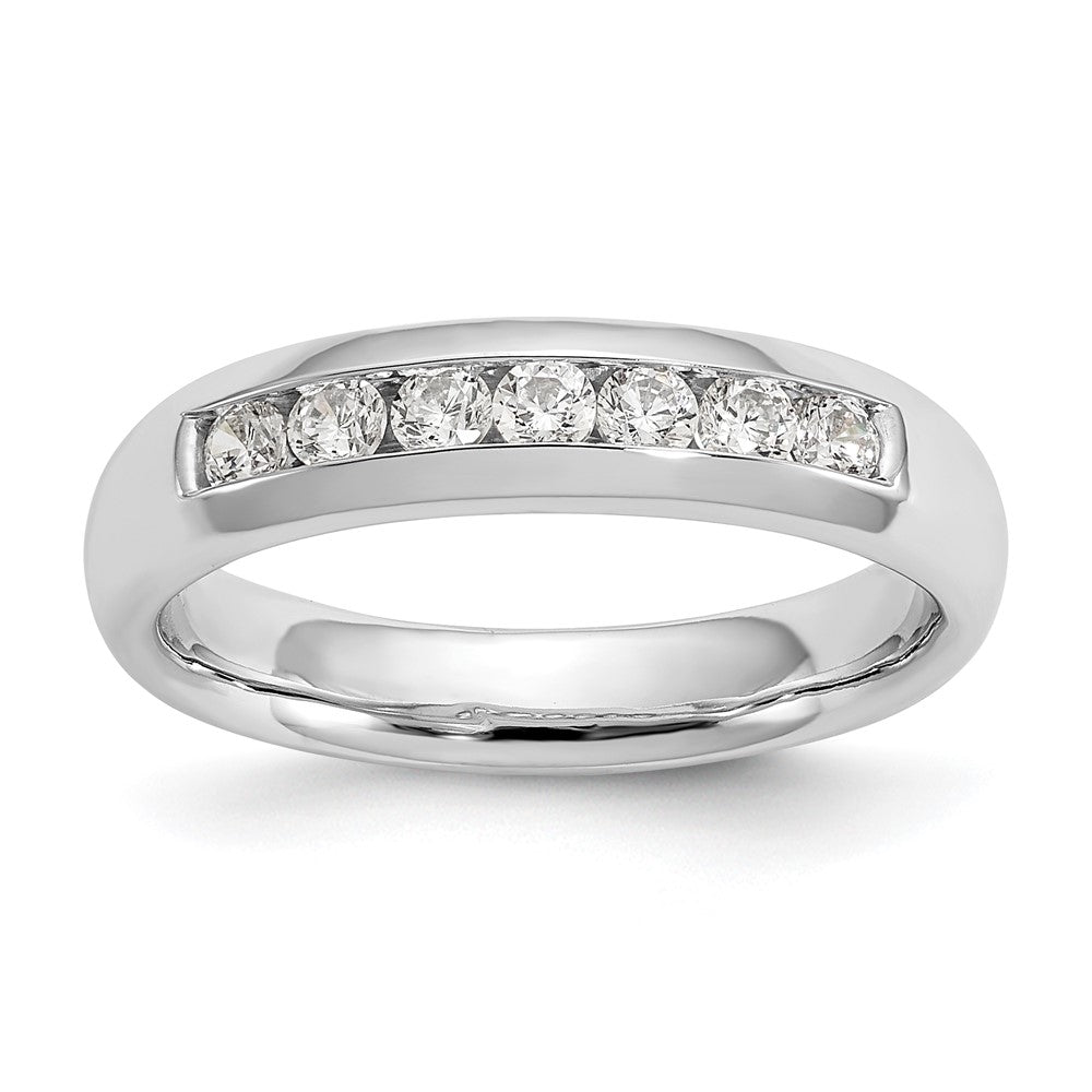 14K White Gold 7-Stone 1/3 carat Round Diamond Complete Channel Band