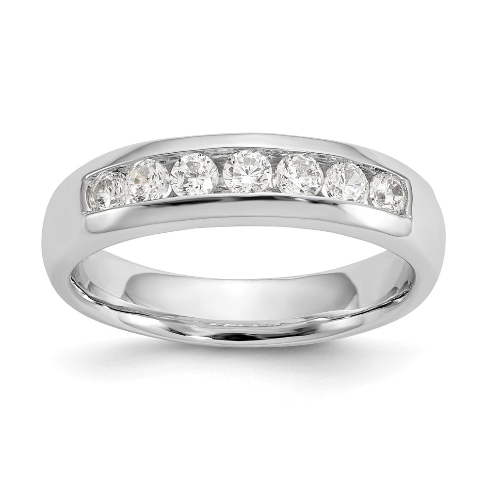 14K White Gold 7-Stone 1/2 carat Round Diamond Complete Channel Band