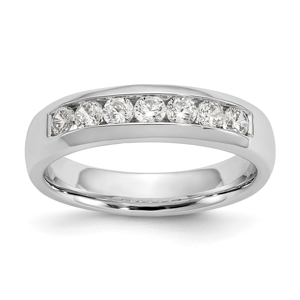 14K White Gold 7-Stone 1/2 carat Round Diamond Complete Channel Band