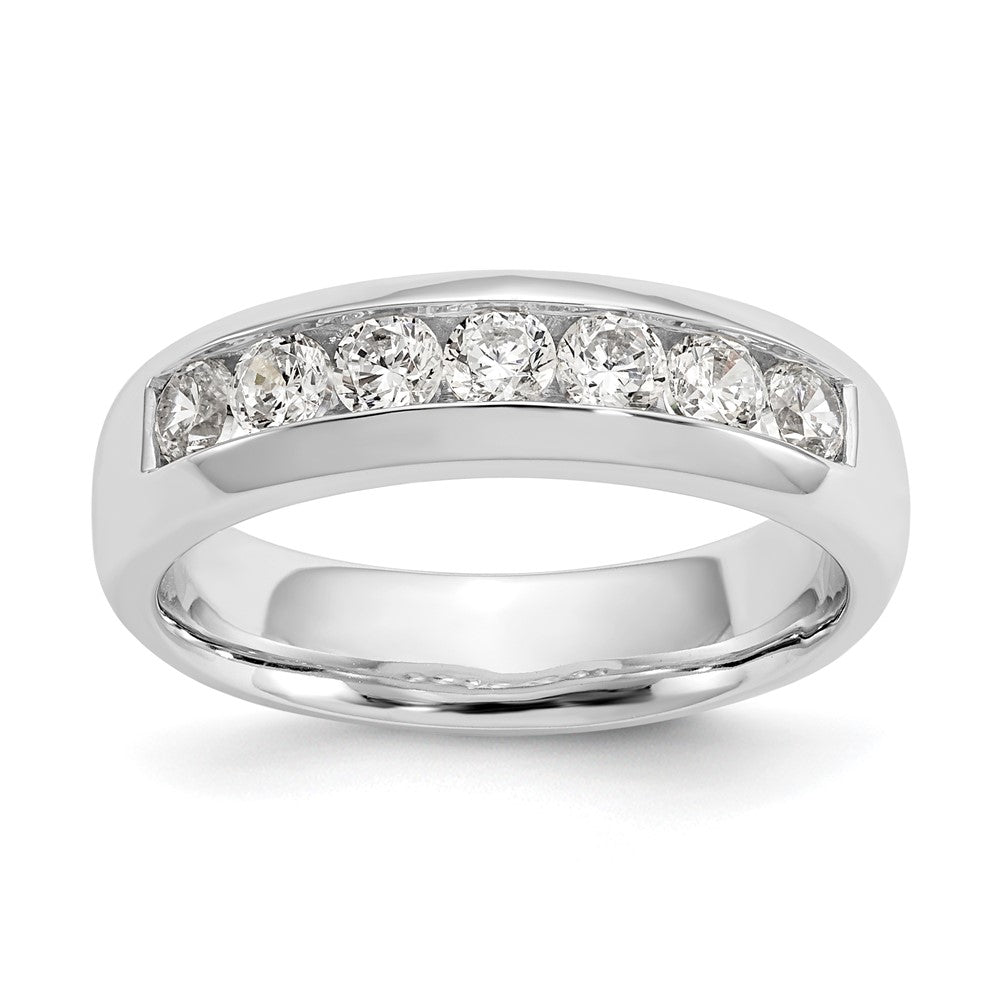 14K White Gold 7-Stone 3/4 carat Round Diamond Complete Channel Band
