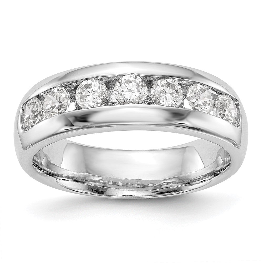 14K White Gold 7-Stone 1.25 carat Round Diamond Complete Channel Band