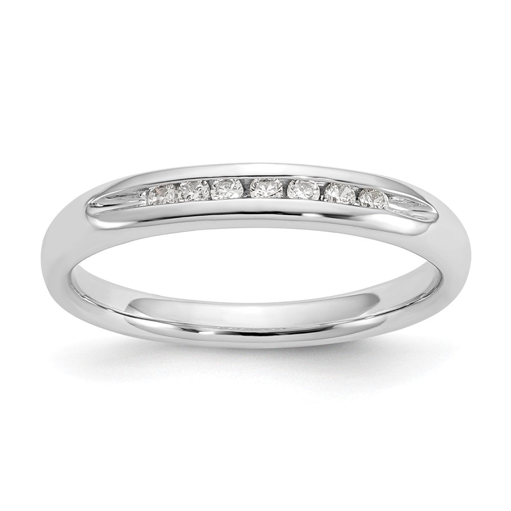14K White Gold 7-Stone 1/10 carat Round Diamond Complete Channel Band