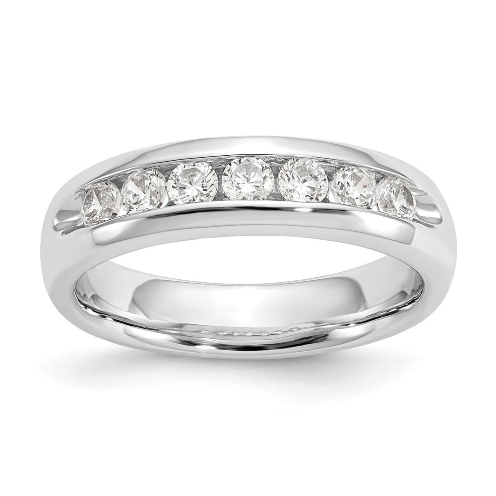 14K White Gold 7-Stone 1/2 carat Round Diamond Complete Channel Band