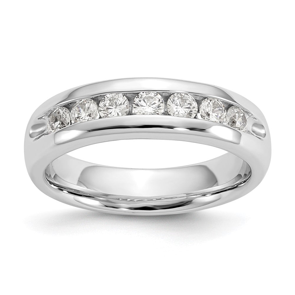 14K White Gold 7-Stone 1/2 carat Round Diamond Complete Channel Band