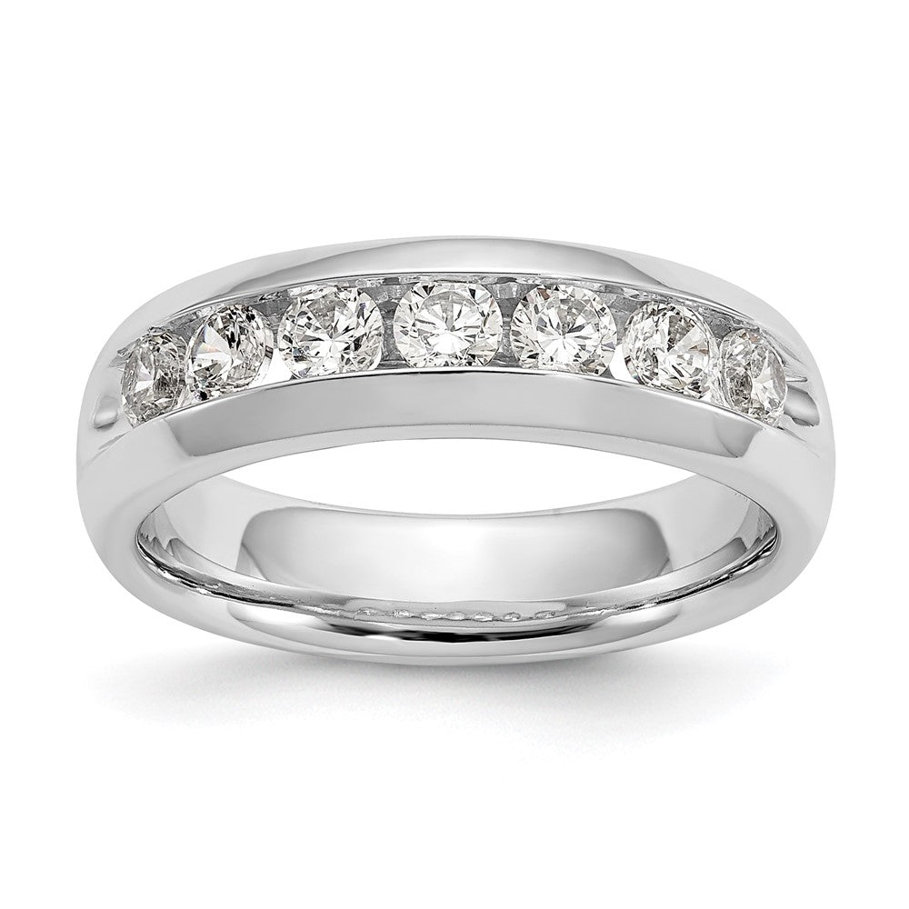14K White Gold 7-Stone 3/4 carat Round Diamond Complete Channel Band