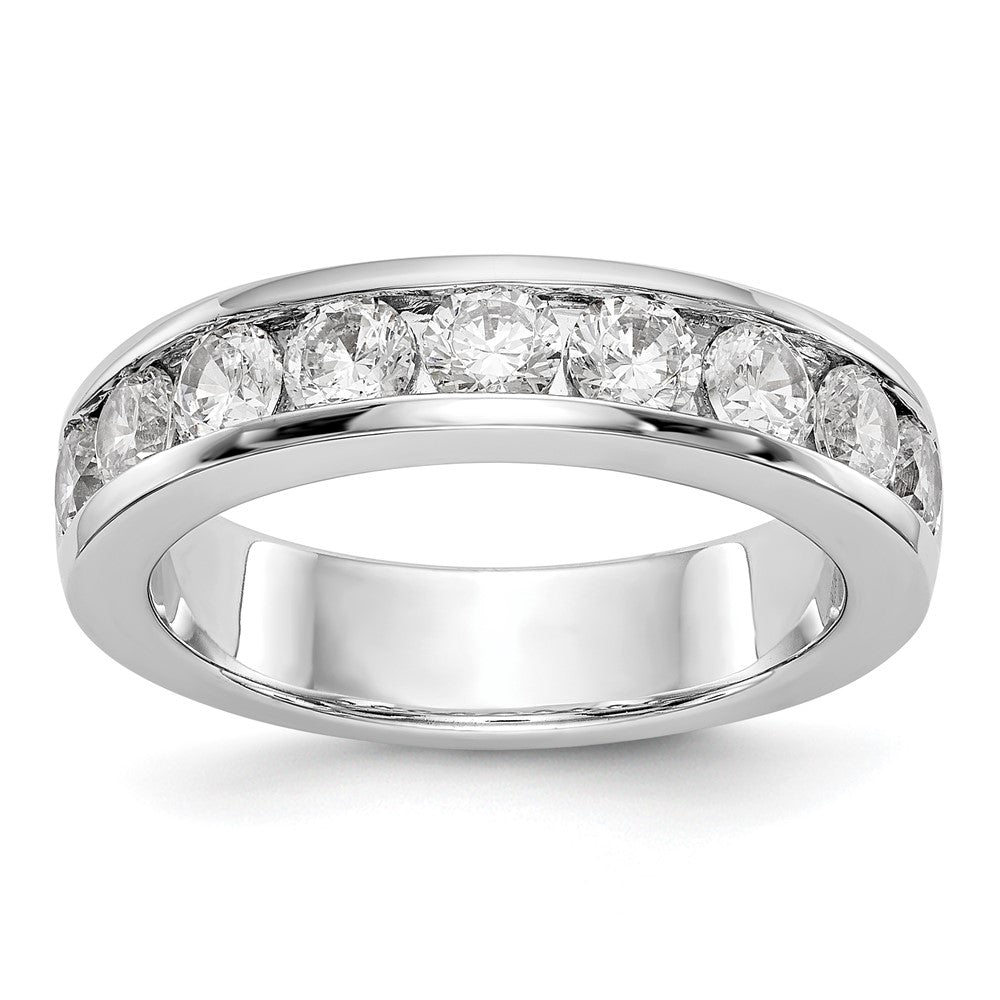 14K White Gold 9-Stone 1.3 carat AAA Round Diamond Complete Channel Band