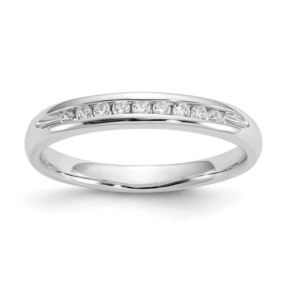 14K White Gold 9-Stone 1/8 carat Round Diamond Complete Channel Band