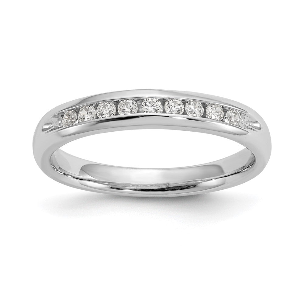 14K White Gold 9-Stone 1/5 carat Round Diamond Complete Channel Band