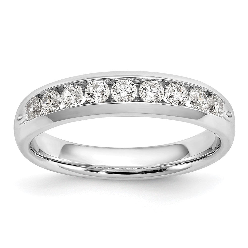 14K White Gold 9-Stone 1/2 carat Round Diamond Complete Channel Band