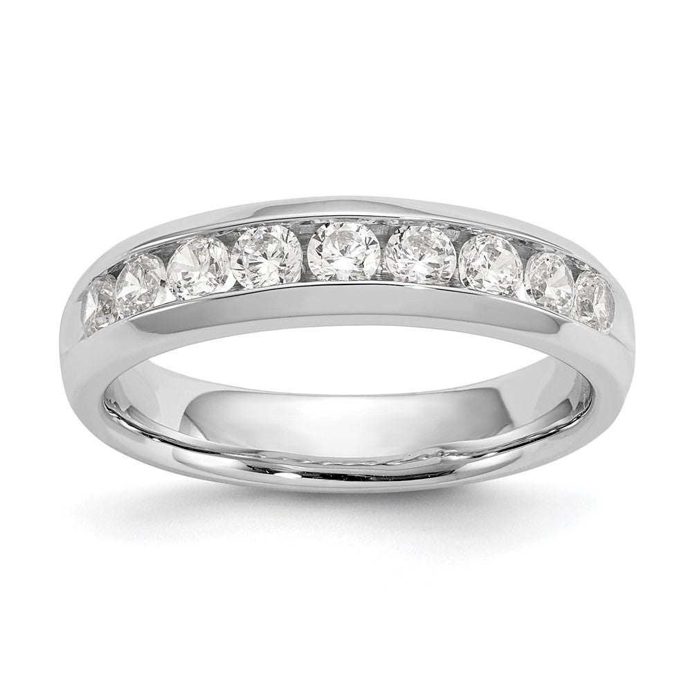 14K White Gold 9-Stone 5/8 carat Round Diamond Complete Channel Band