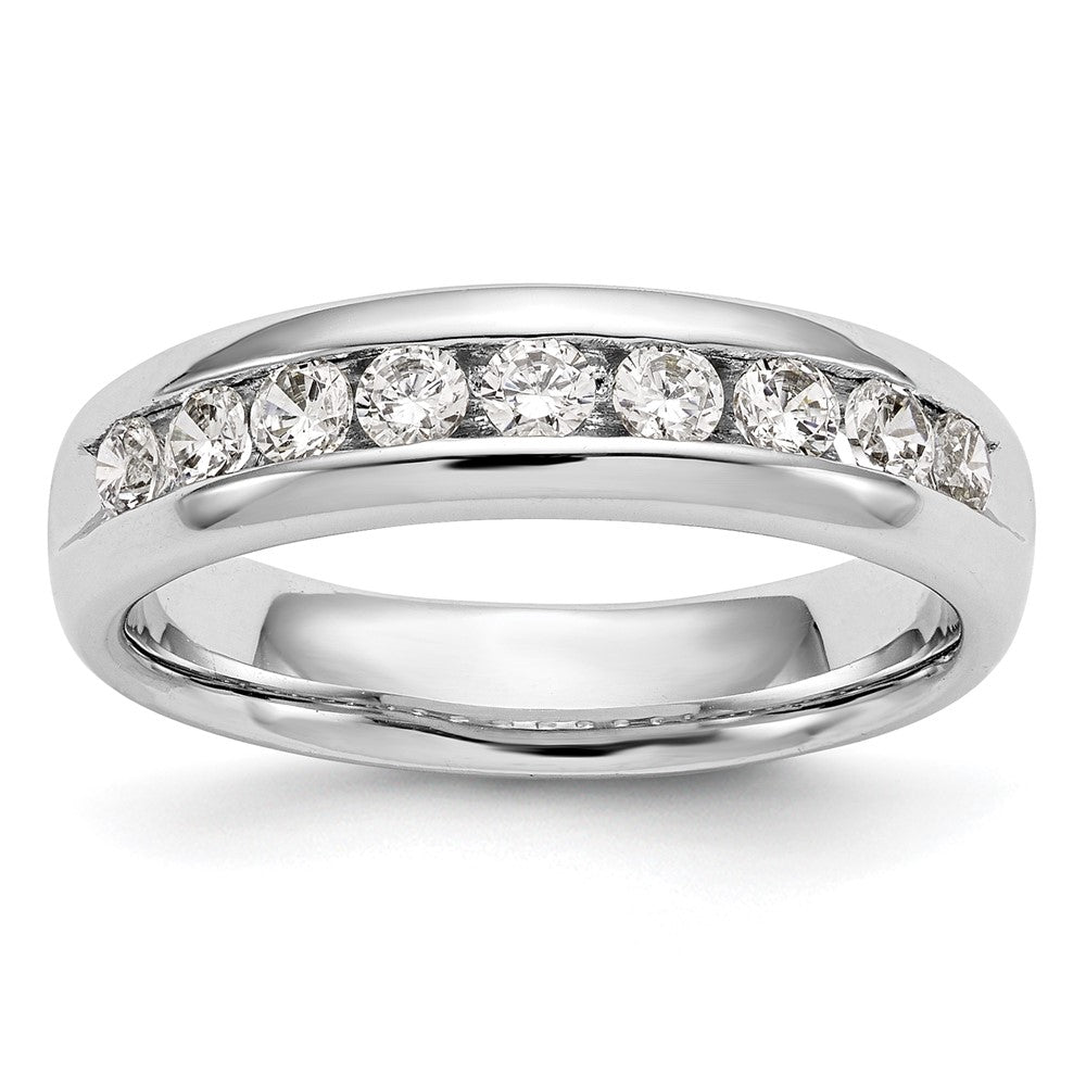 14K White Gold 9-Stone 3/4 carat Round Diamond Complete Channel Band