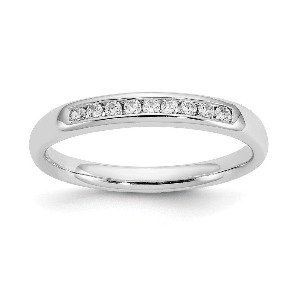 14K White Gold 9-Stone 1/8 carat Round Diamond Complete Channel Band