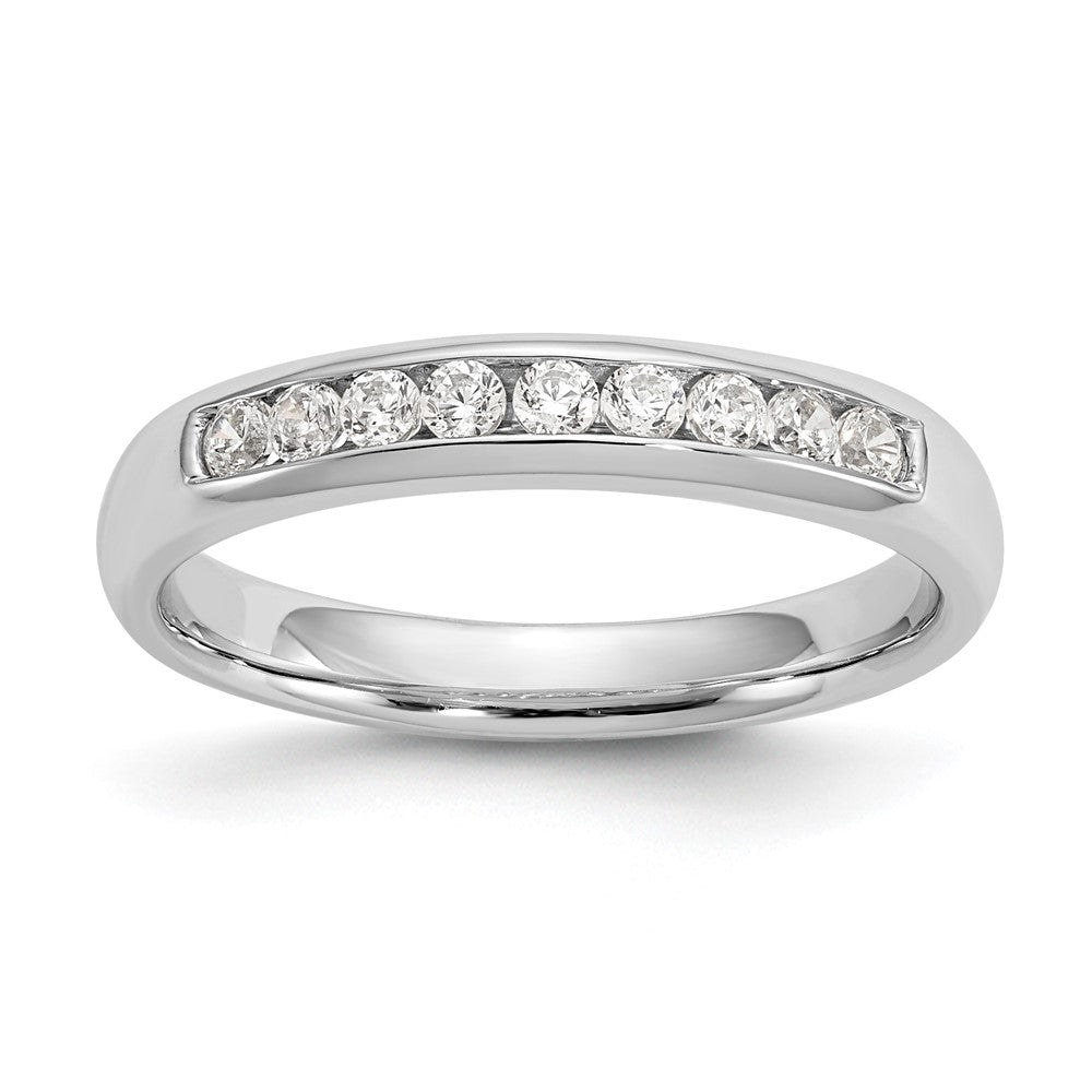 14K White Gold 9-Stone 1/4 carat Round Diamond Complete Channel Band