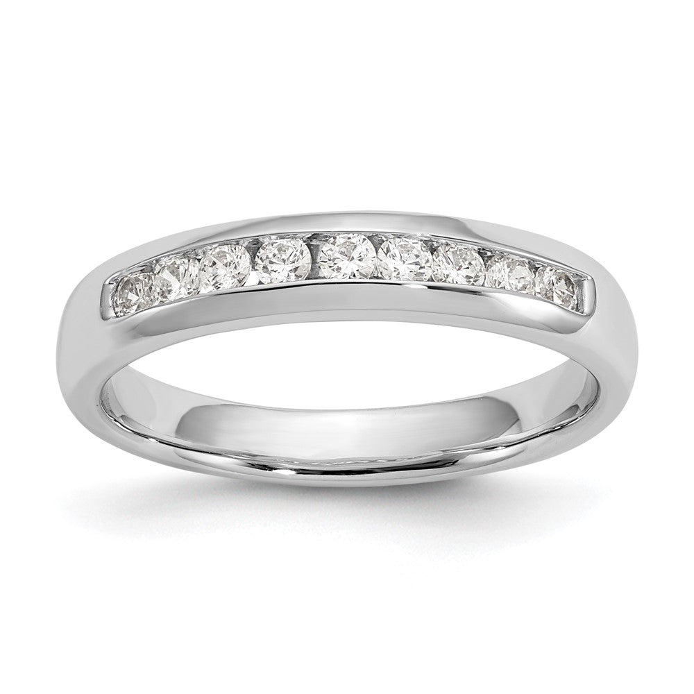 14K White Gold 9-Stone 1/3 carat Round Diamond Complete Channel Band