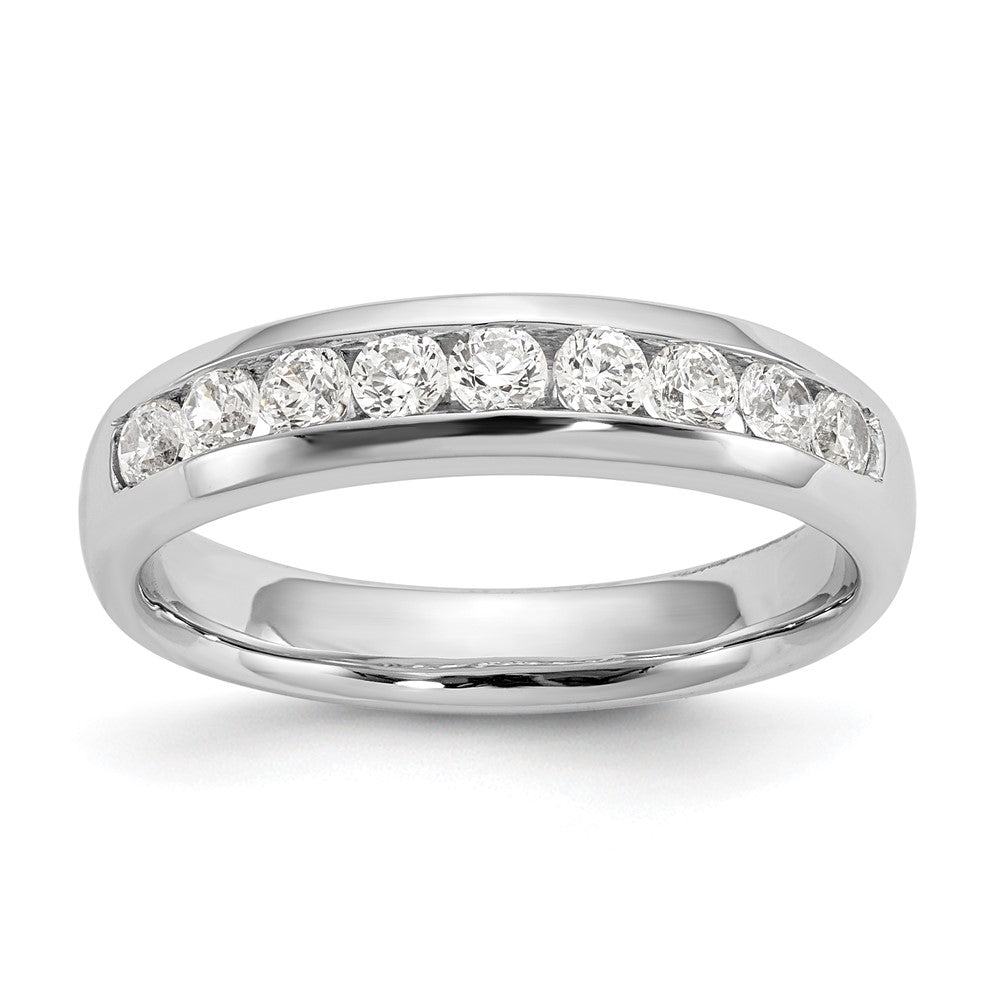 14K White Gold 9-Stone 1/2 carat Round Diamond Complete Channel Band
