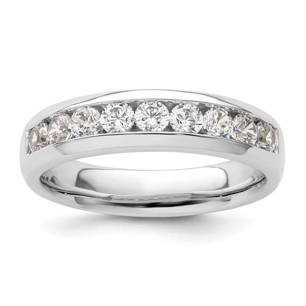 14K White Gold 9-Stone 3/4 carat Round Diamond Complete Channel Band
