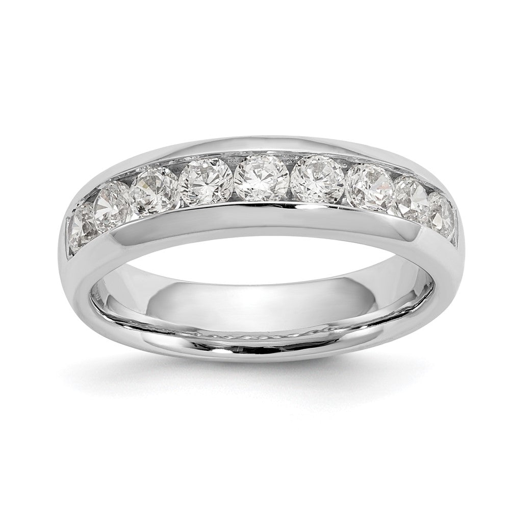 14K White Gold 9-Stone 7/8 carat Round Diamond Complete Channel Band