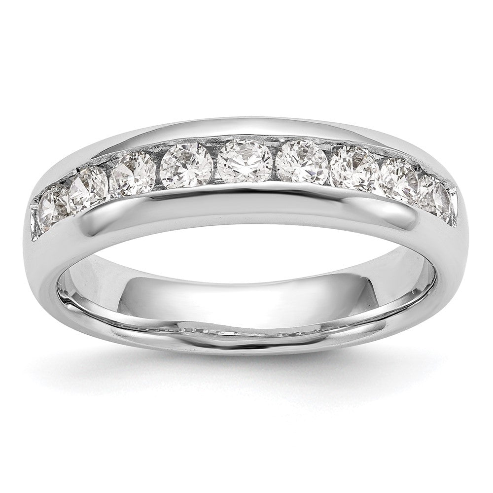 14K White Gold 9-Stone 1 carat Round Diamond Complete Channel Band