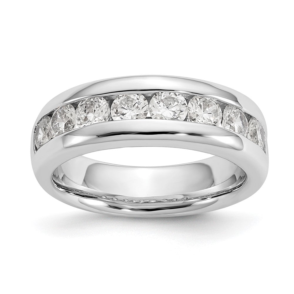 14K White Gold 9-Stone 1.38 carat Round Diamond Complete Channel Band