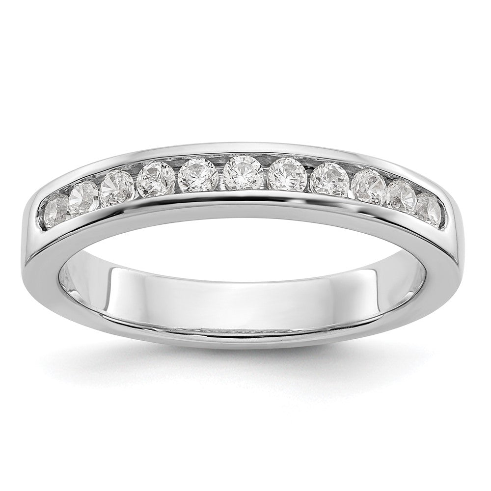 14K White Gold 11-Stone Diamond Channel Band