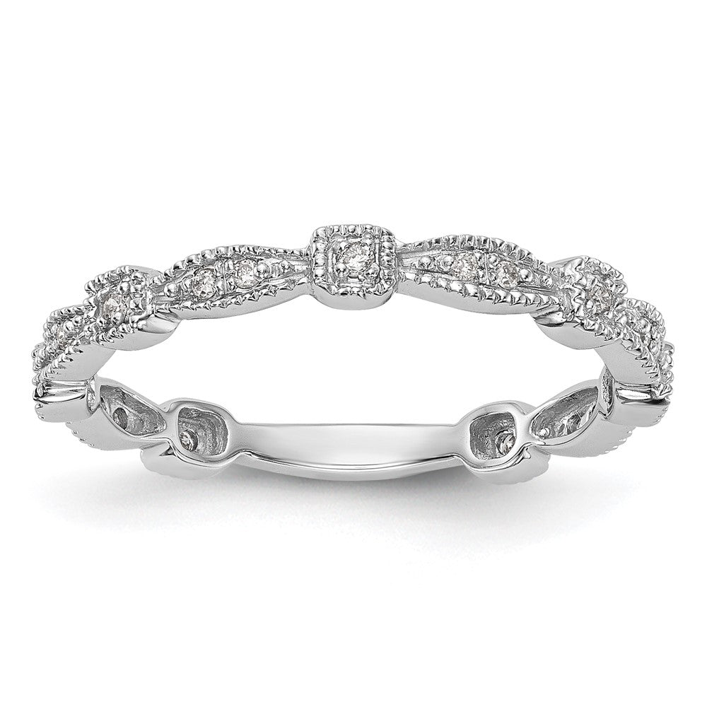 14K White Gold 1/10 carat Diamond Complete Wedding Band