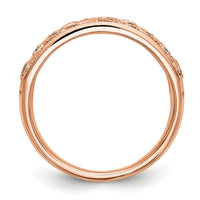 Load image into Gallery viewer, 14K Rose Gold Leaf Design 1/20 carat Diamond Complete Wedding Band
