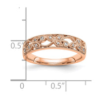 Load image into Gallery viewer, 14K Rose Gold Leaf Design 1/20 carat Diamond Complete Wedding Band
