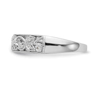 Load image into Gallery viewer, 14K White Gold Leaf Design 1/20 carat Diamond Complete Wedding Band
