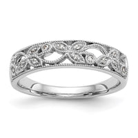 Load image into Gallery viewer, 14K White Gold Leaf Design 1/20 carat Diamond Complete Wedding Band

