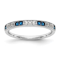 Load image into Gallery viewer, 14k White Gold 1/20 carat Diamond and Sapphire Complete Wedding Band
