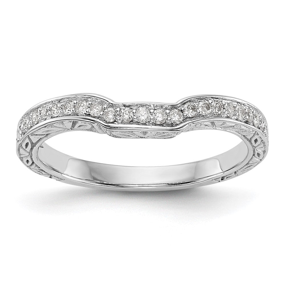 14K White Gold Vintage 1/8 carat Diamond Complete Wedding Band