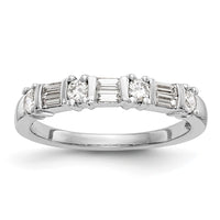 Load image into Gallery viewer, 14K White Gold 3/8 carat Baguette/Round Diamond Complete Wedding Band
