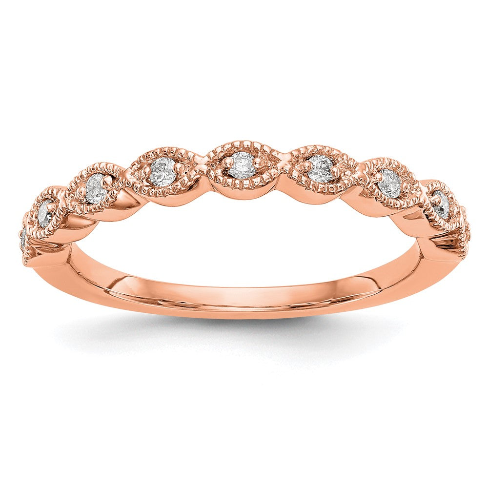 14K Rose Gold 1/10 carat Diamond Complete Wedding Band