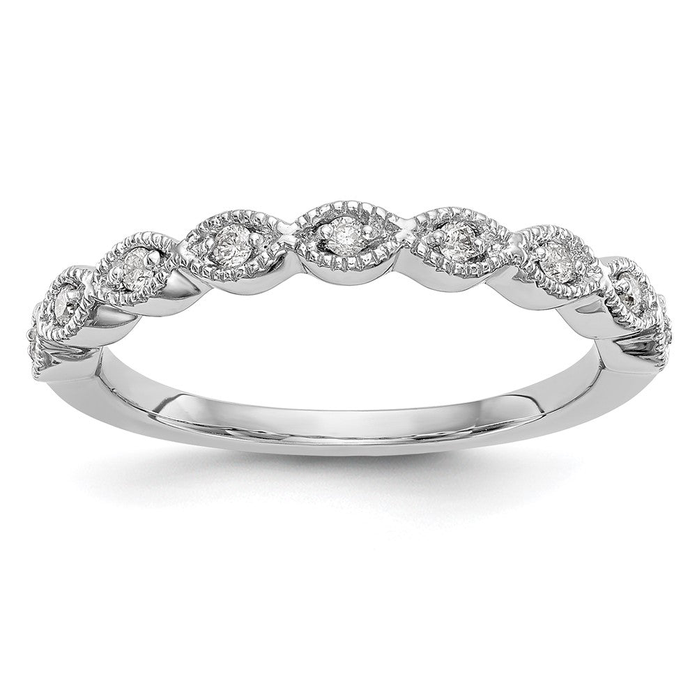 14K White Gold 1/10 carat Diamond Complete Wedding Band