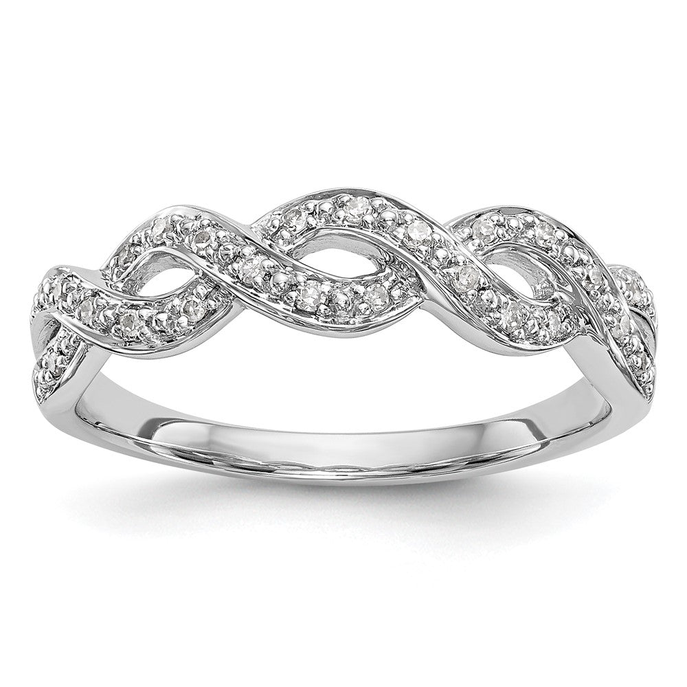 14K White Gold Twist Design 1/10 carat Complete Diamond Band