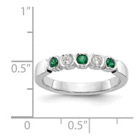 Load image into Gallery viewer, 14k White Gold 1/10 carat Diamond and Emerald Complete Band
