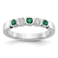 Load image into Gallery viewer, 14k White Gold 1/10 carat Diamond and Emerald Complete Band
