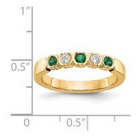 Load image into Gallery viewer, 14k Yellow Gold 1/10 carat Diamond and Emerald Complete Band
