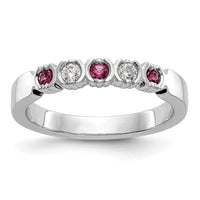 Load image into Gallery viewer, 14k White Gold 1/10 carat Diamond and Ruby Complete Band
