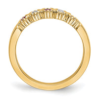 Load image into Gallery viewer, 14k Yellow Gold 1/10 carat Diamond and Ruby Complete Band
