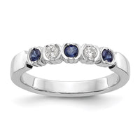 Load image into Gallery viewer, 14k White Gold 1/10 carat Diamond and Blue Sapphire Complete Band
