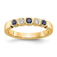 Load image into Gallery viewer, 14k Yellow Gold 1/10 carat Diamond and Blue Sapphire Complete Band
