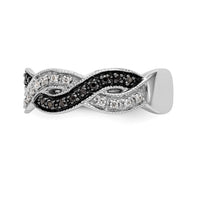 Load image into Gallery viewer, 14K White Gold Twist Design 1/3 carat Black and White Diamond Complete Band
