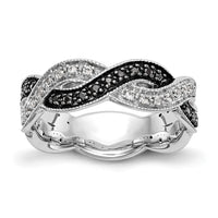 Load image into Gallery viewer, 14K White Gold Twist Design 1/3 carat Black and White Diamond Complete Band
