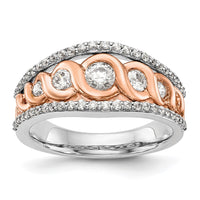 Load image into Gallery viewer, 14K White and Rose Gold Twist Design 3/4 carat Complete Diamond Band
