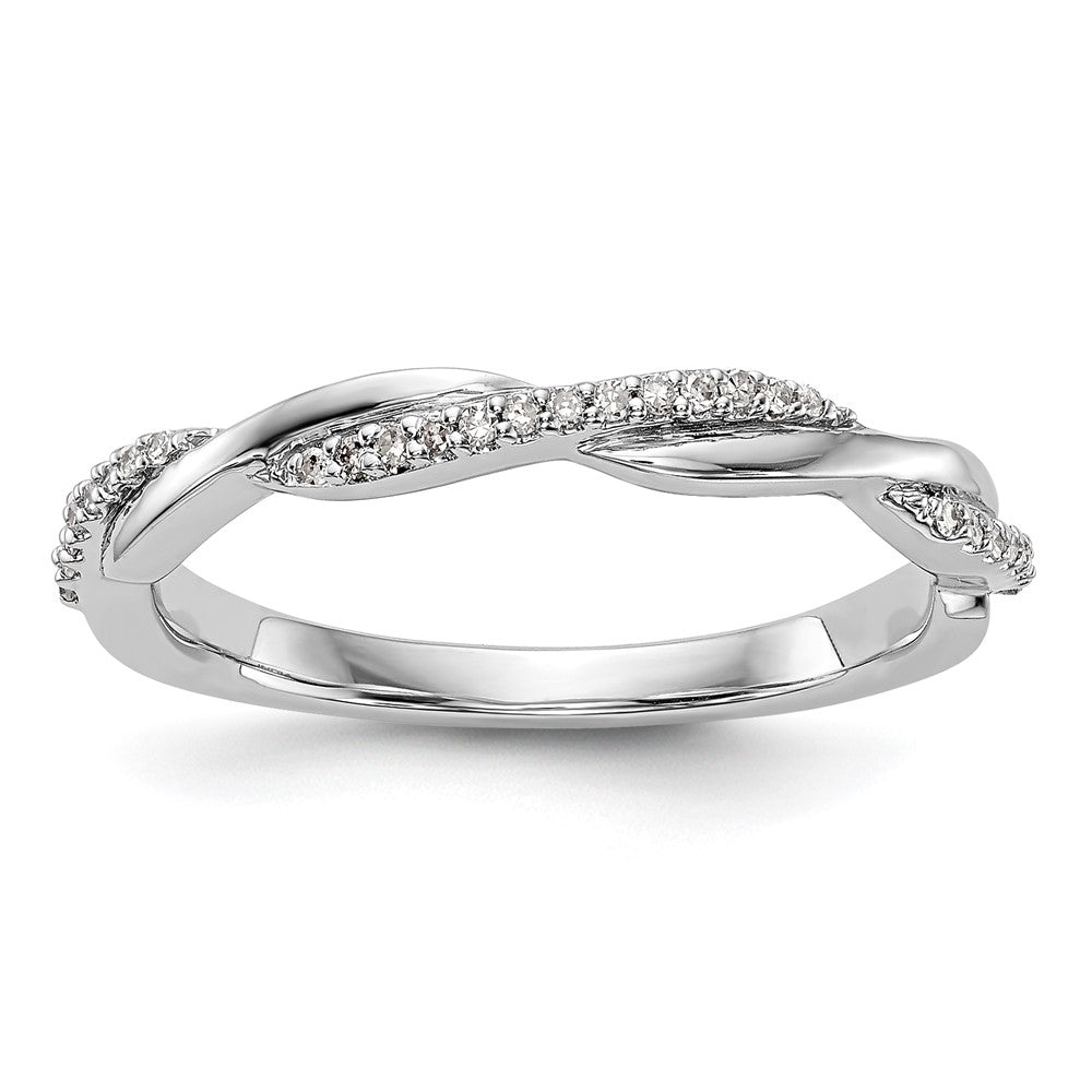 14K White Gold Twist Design 1/8 carat Complete Diamond Band
