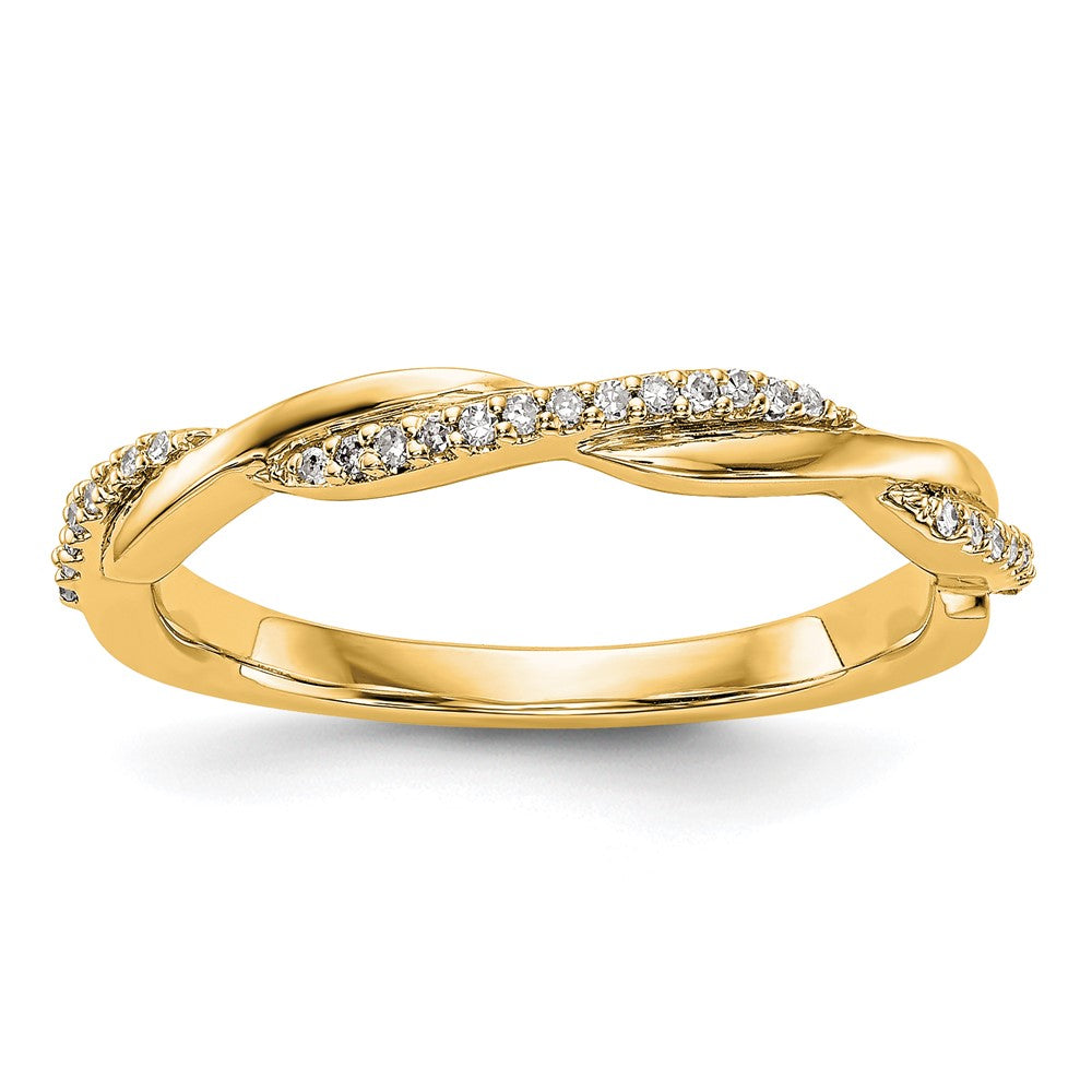 14K Yellow Gold Twist Design 1/8 carat Complete Diamond Band